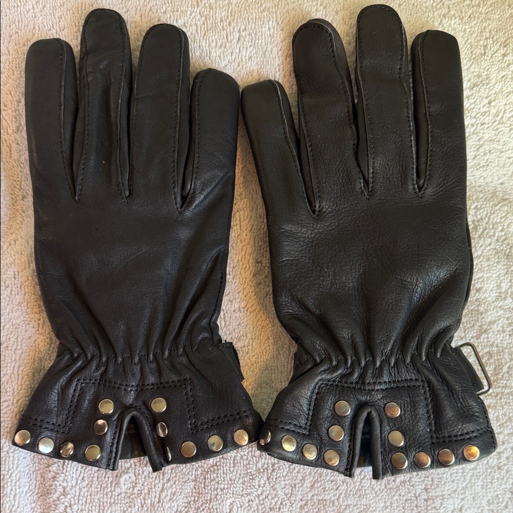 Black Leather Studded Gloves